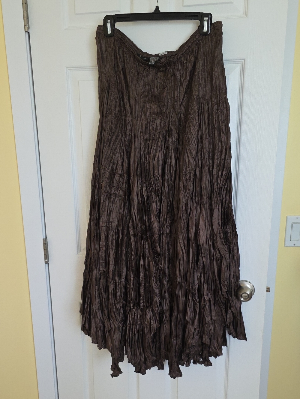 Essentials by Milano Brown Crinkled Maxi Skirt